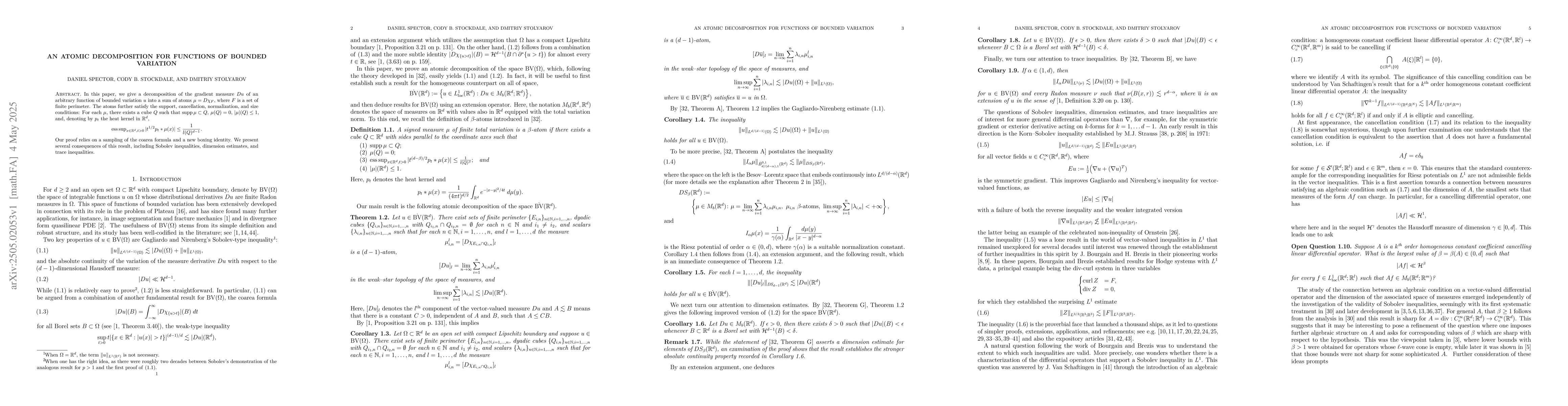 Thumbnail for An atomic decomposition for functions of bounded variation