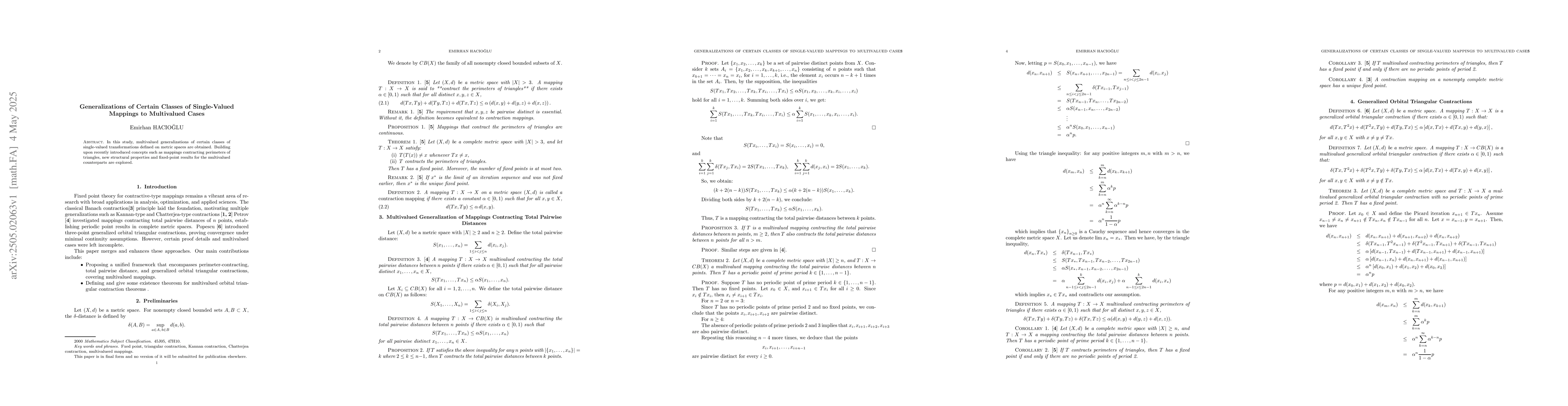 Thumbnail for Generalizations of Certain Classes of Single-Valued Mappings to
  Multivalued Cases