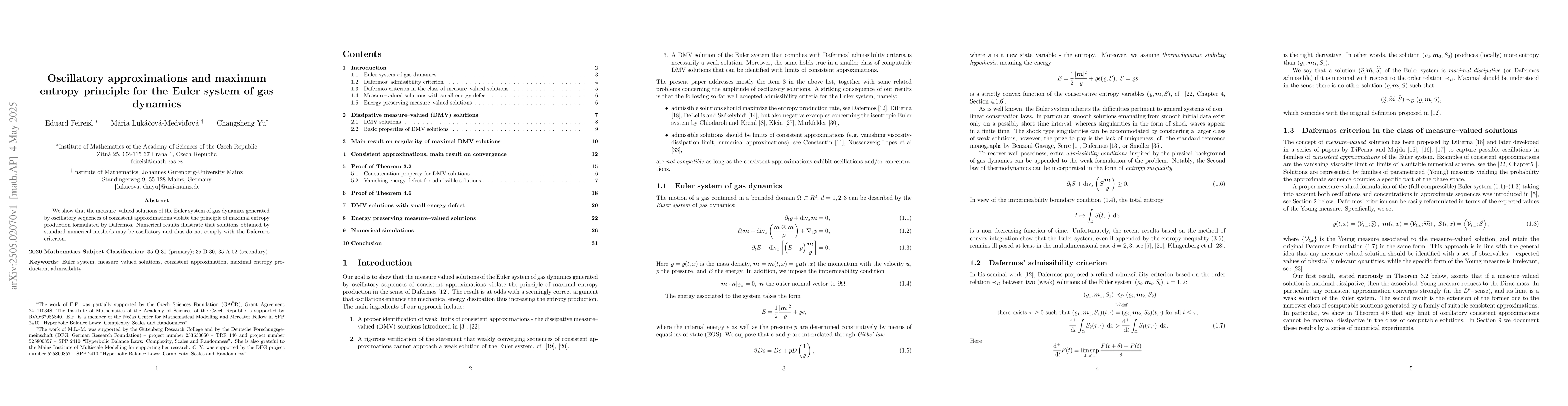 Thumbnail for Oscillatory approximations and maximum entropy principle for the Euler
  system of gas dynamics