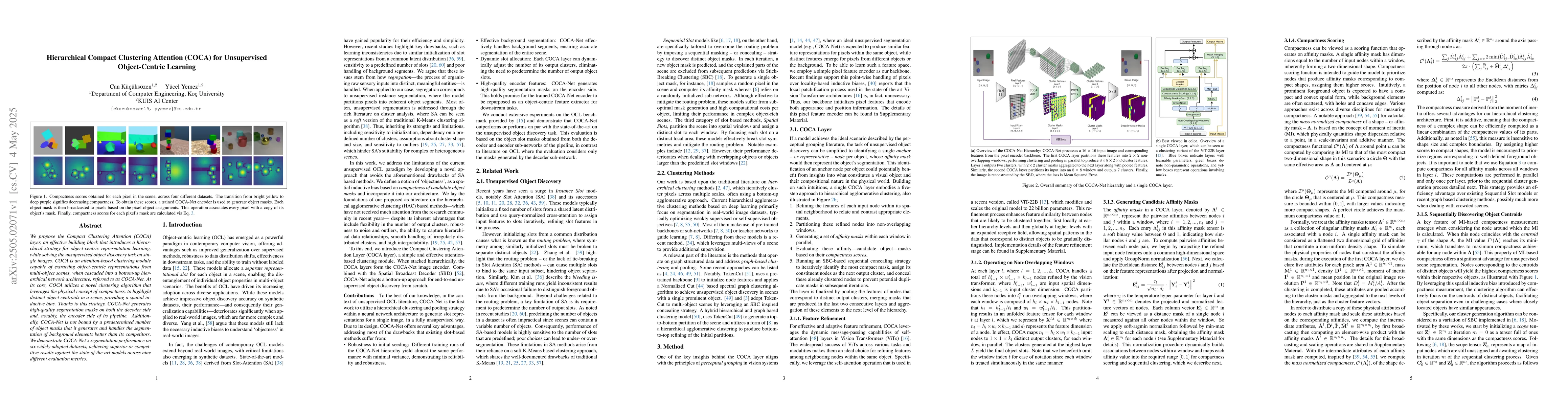 Thumbnail for Hierarchical Compact Clustering Attention (COCA) for Unsupervised
  Object-Centric Learning