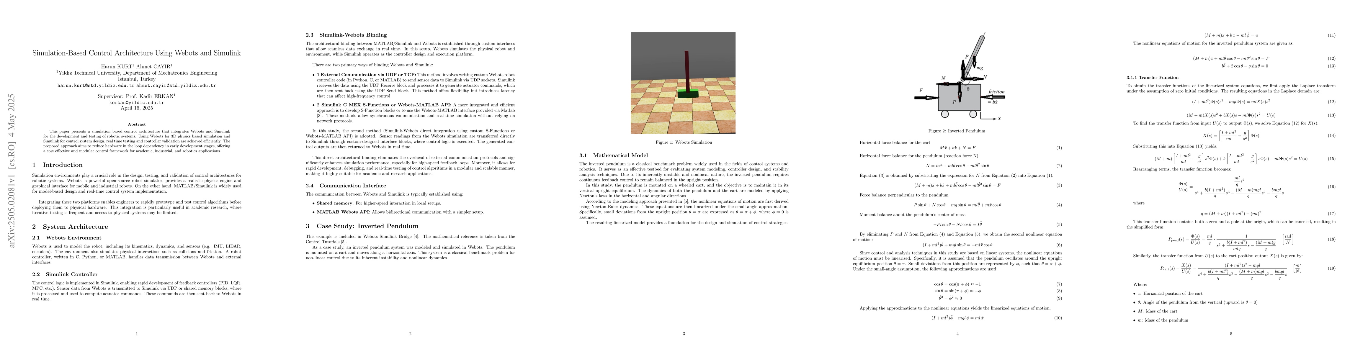 Thumbnail for Simulation Based Control Architecture Using Webots and Simulink