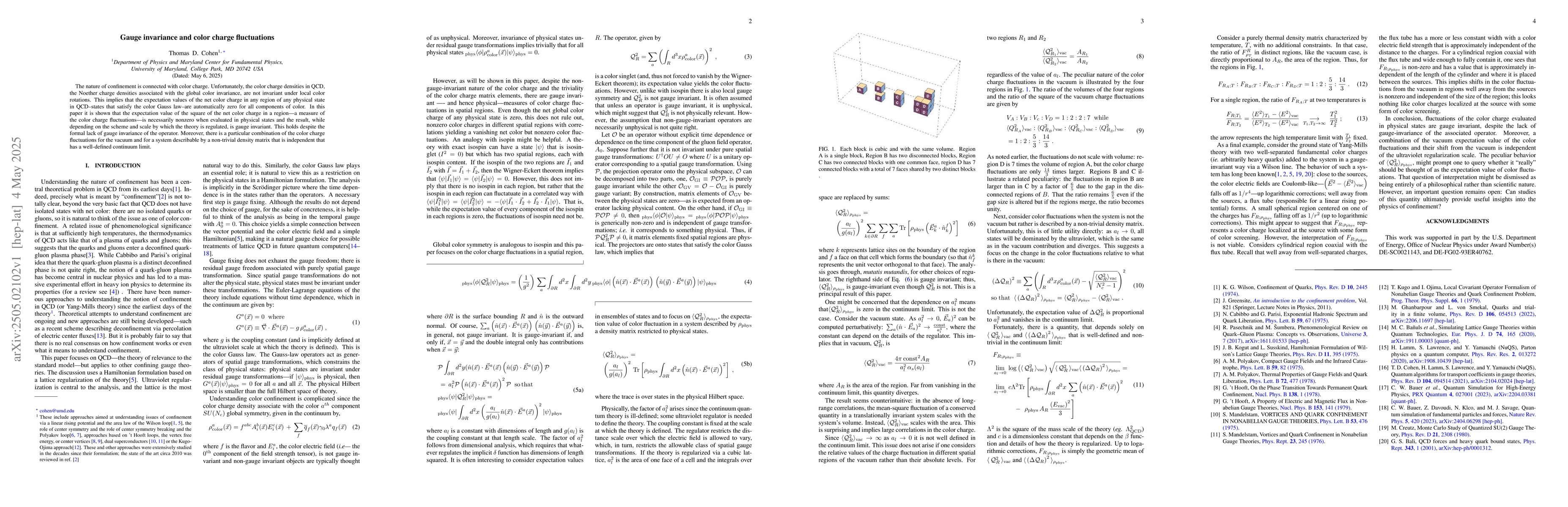 Thumbnail for Gauge invariance and color charge fluctuations