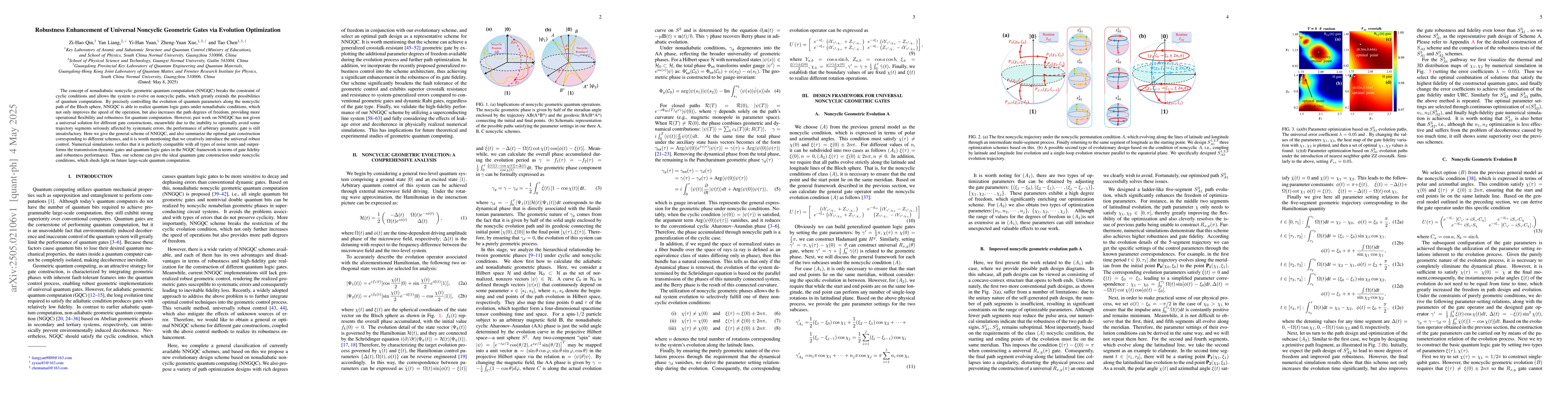 Thumbnail for Robustness Enhancement of Universal Noncyclic Geometric Gates via
  Evolution Optimization