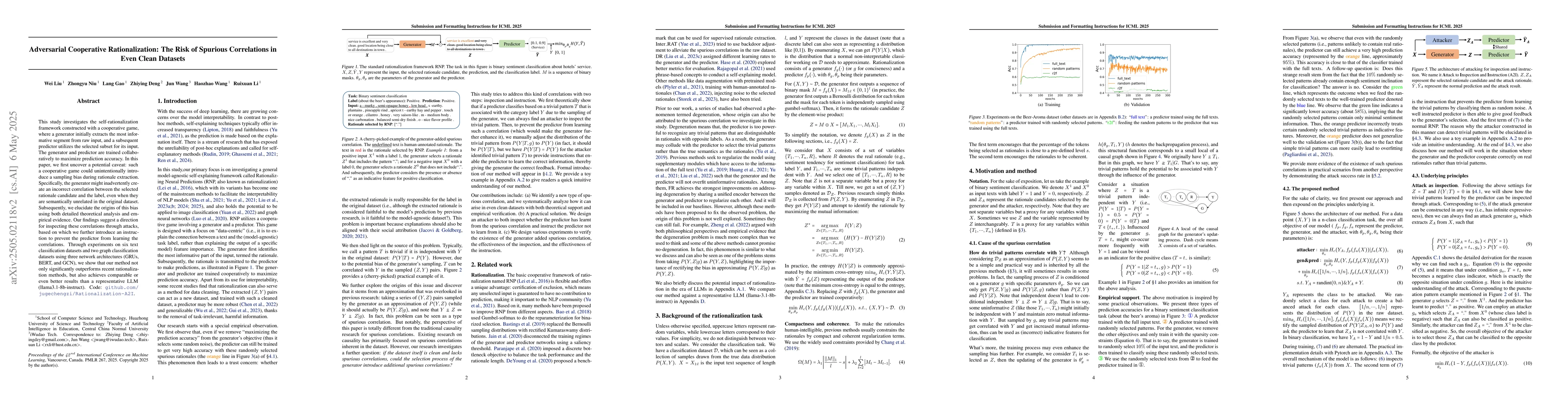Thumbnail for Adversarial Cooperative Rationalization: The Risk of Spurious
  Correlations in Even Clean Datasets