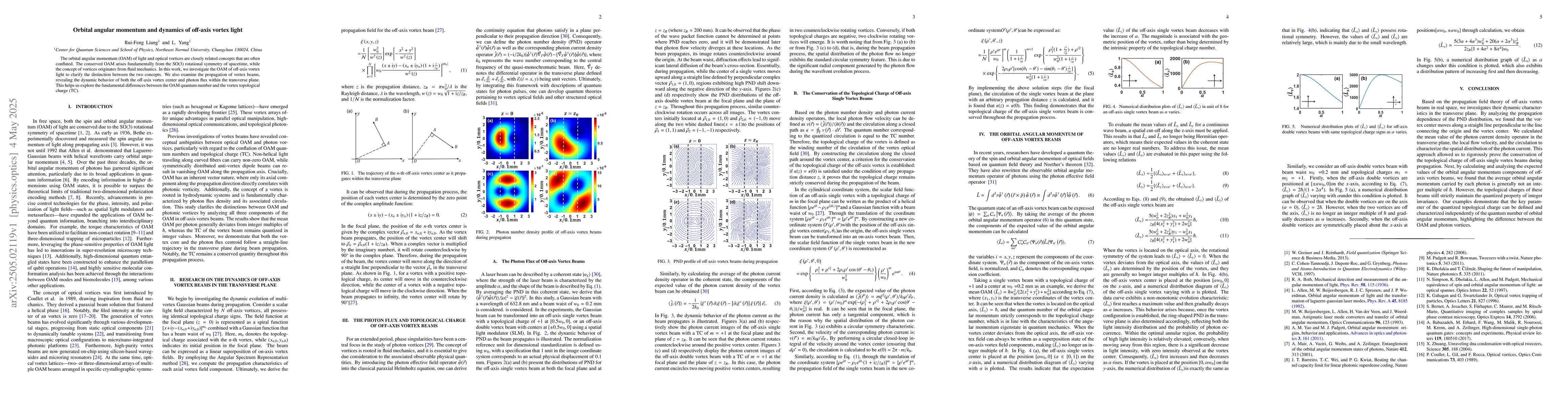 Thumbnail for Orbital angular momentum and dynamics of off-axis vortex light