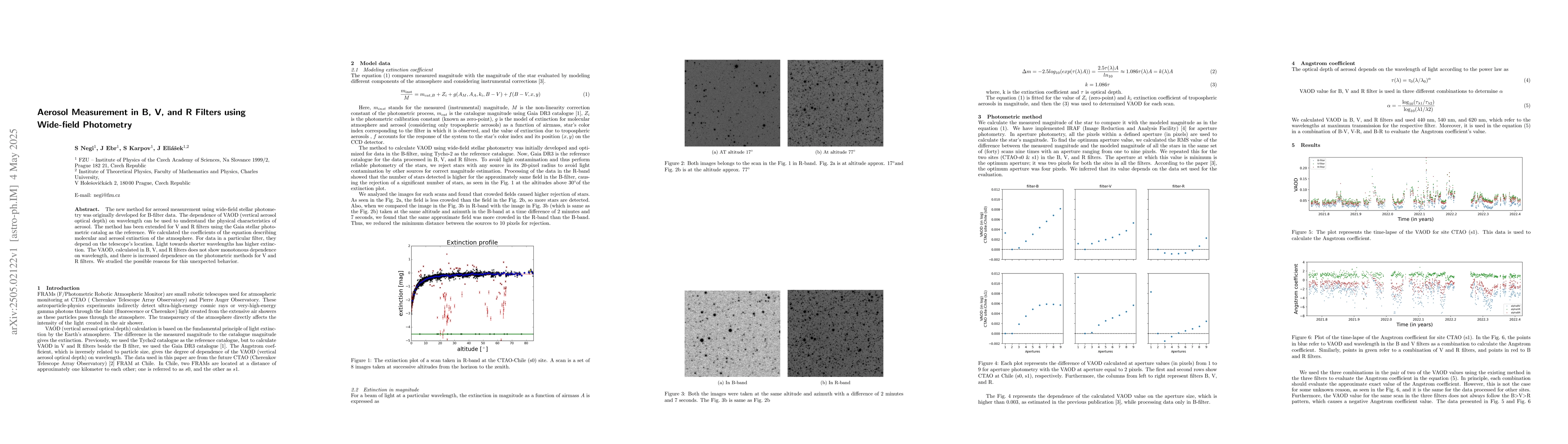 Thumbnail for Aerosol Measurement in B, V, and R Filters using Wide-field Photometry