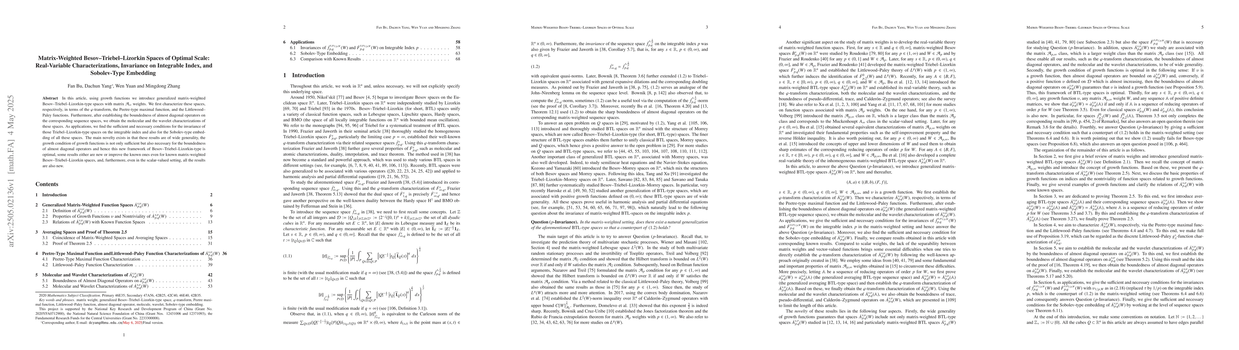 Thumbnail for Matrix-Weighted Besov-Triebel-Lizorkin Spaces of Optimal Scale:
  Real-Variable Characterizations, Invariance on Integrable Index, and
  Sobolev-Type Embedding