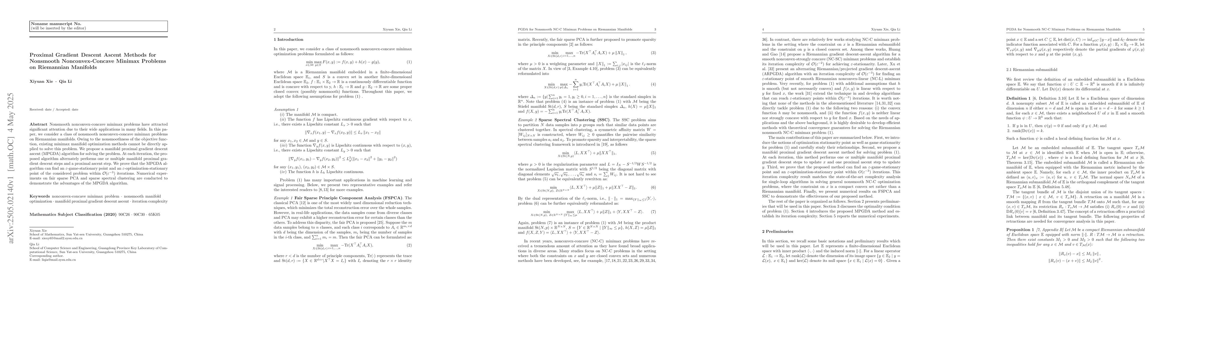 Thumbnail for Proximal Gradient Descent Ascent Methods for Nonsmooth Nonconvex-Concave
  Minimax Problems on Riemannian Manifolds