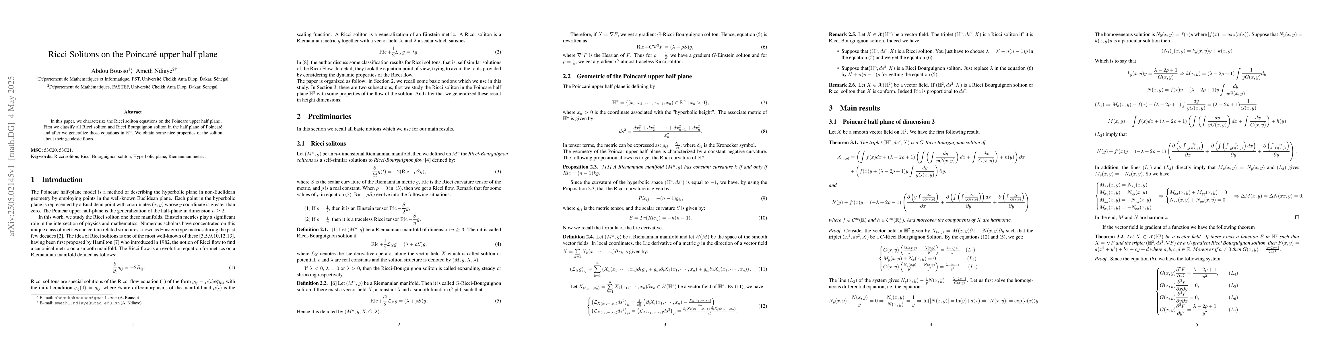 Thumbnail for Ricci solitons on the Poincaré upper half plane