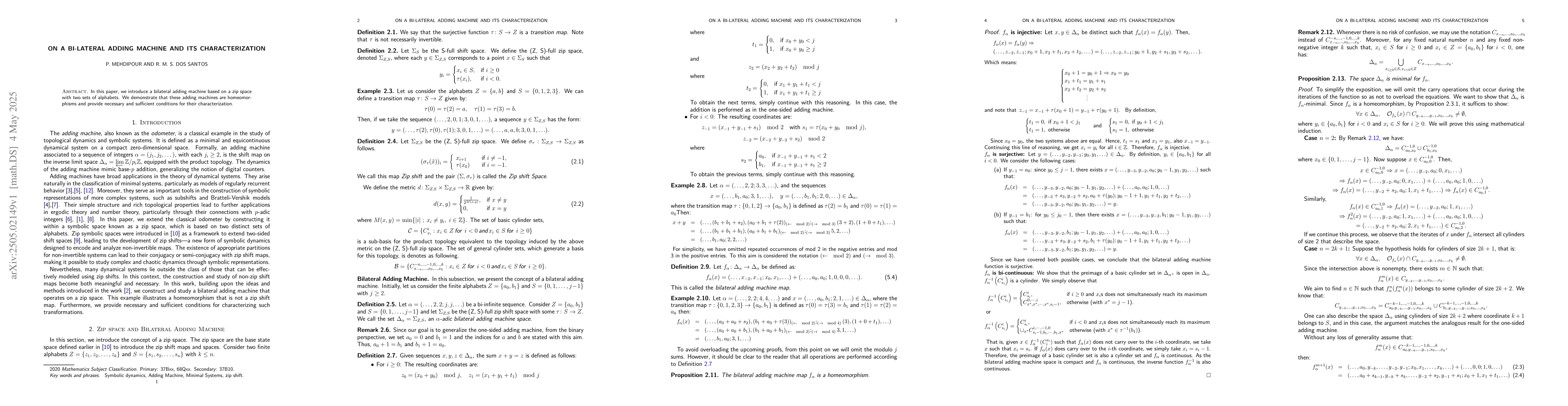 Thumbnail for On a bi-lateral Adding Machine and its characterization