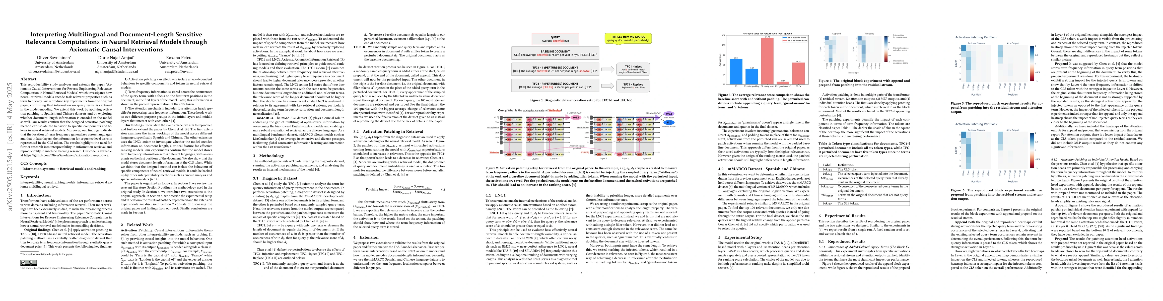 Thumbnail for Interpreting Multilingual and Document-Length Sensitive Relevance
  Computations in Neural Retrieval Models through Axiomatic Causal
  Interventions