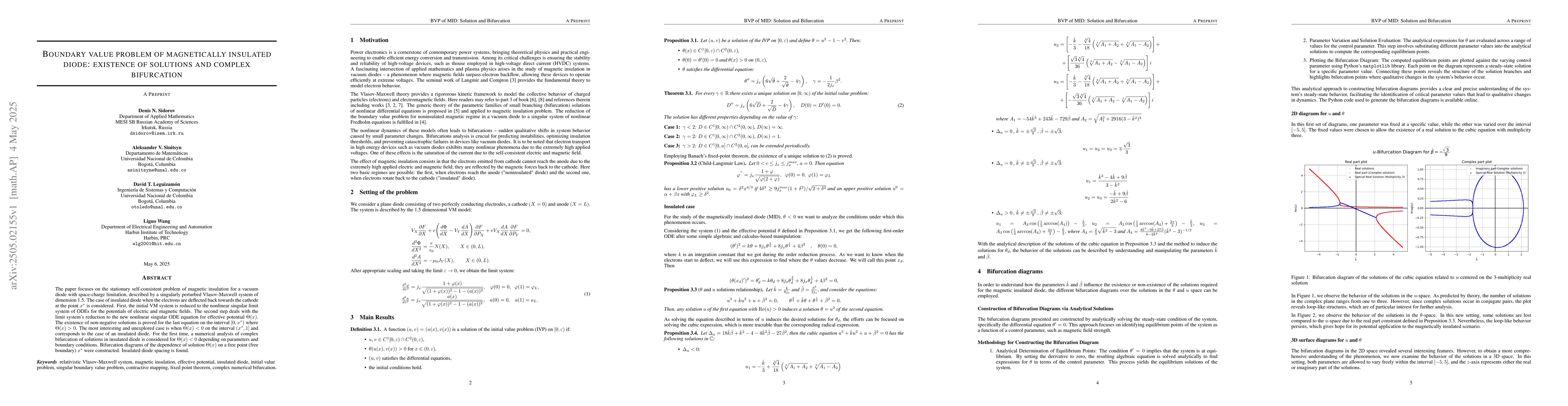 Thumbnail for Boundary value problem of magnetically insulated diode: existence of
  solutions and complex bifurcation