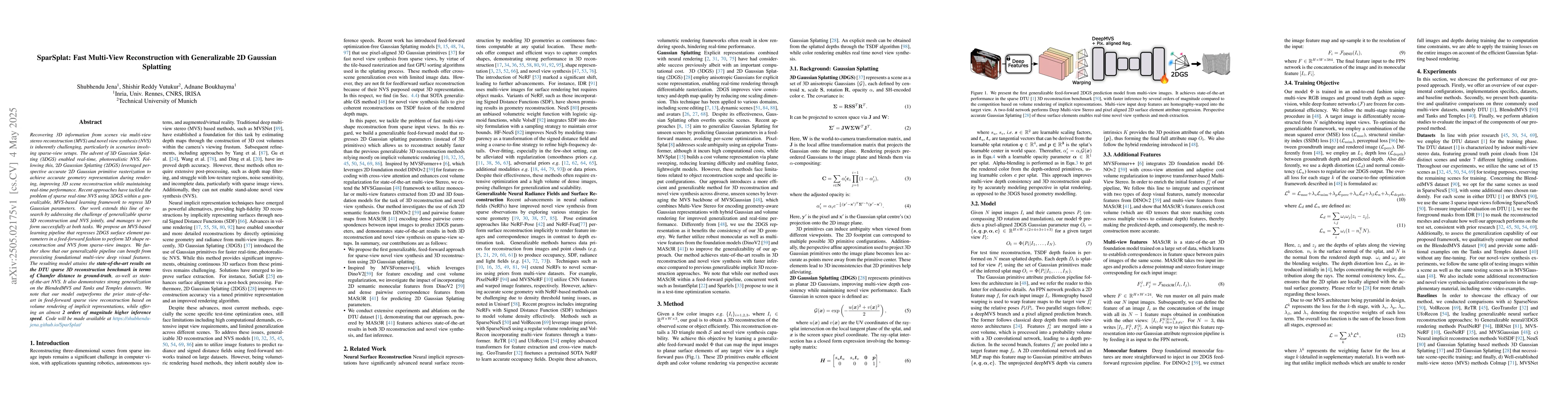 Thumbnail for SparSplat: Fast Multi-View Reconstruction with Generalizable 2D Gaussian
  Splatting