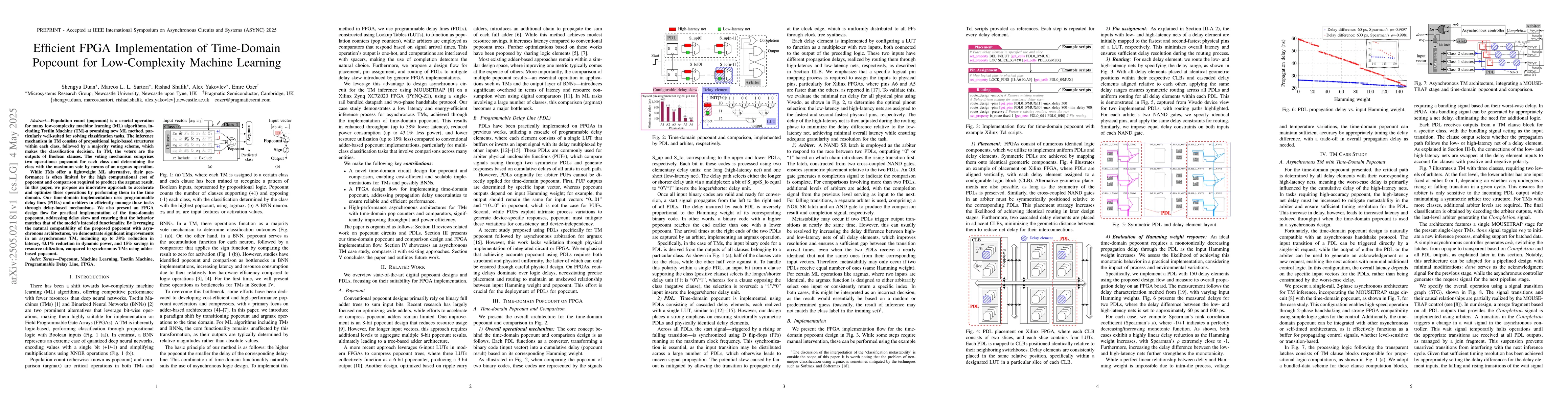 Thumbnail for Efficient FPGA Implementation of Time-Domain Popcount for Low-Complexity
  Machine Learning