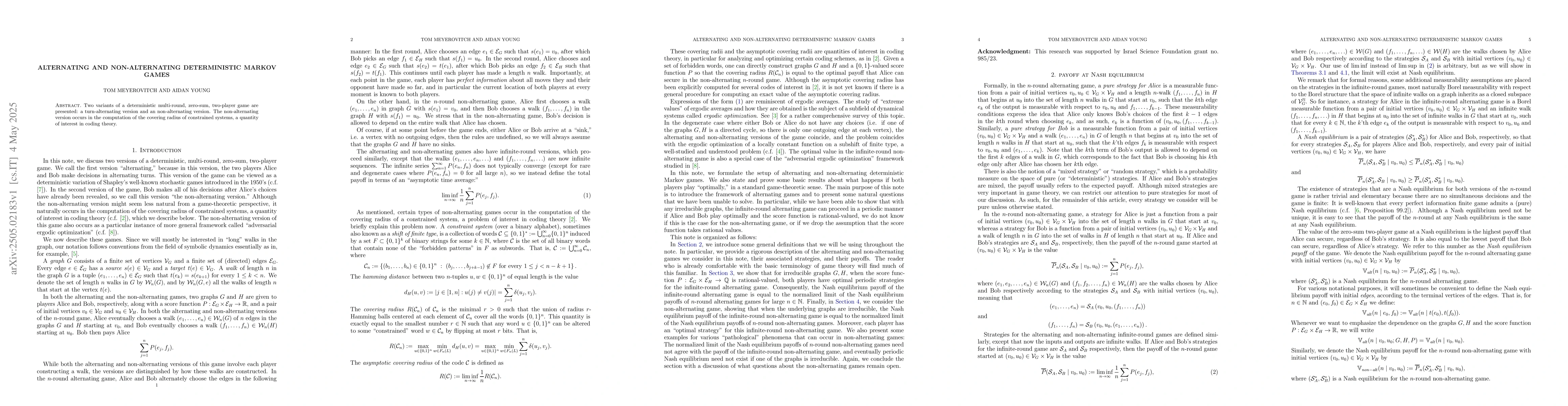 Thumbnail for Alternating and non-alternating deterministic Markov games