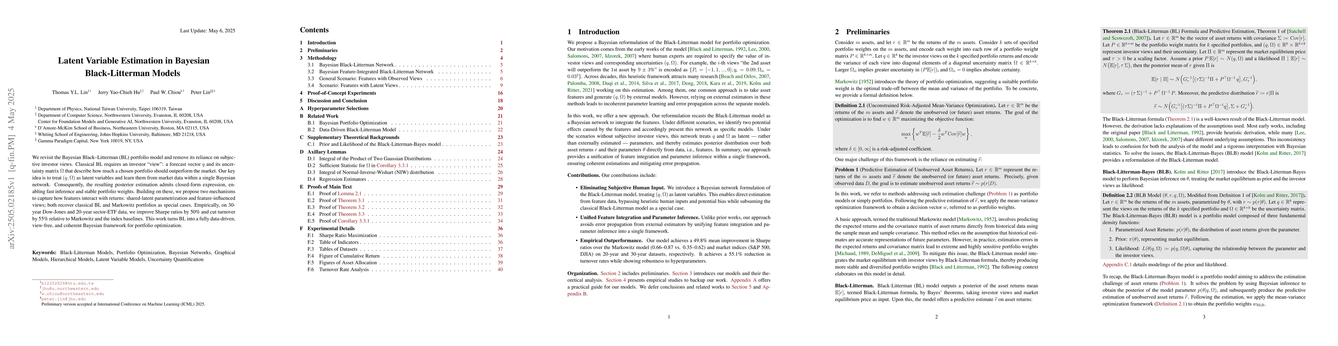 Thumbnail for Latent Variable Estimation in Bayesian Black-Litterman Models