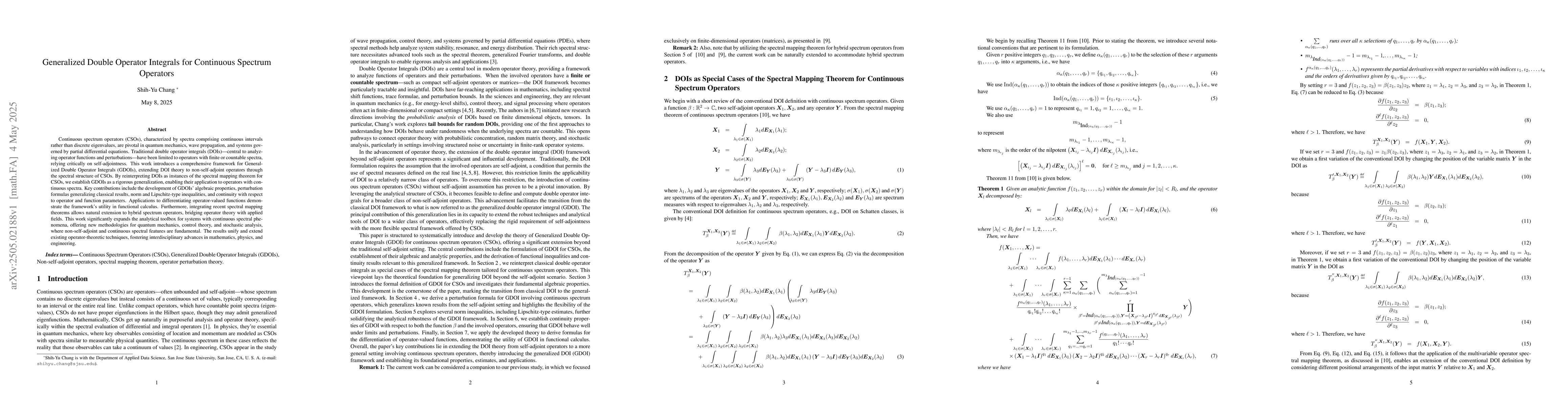 Thumbnail for Generalized Double Operator Integrals for Continuous Spectrum Operators