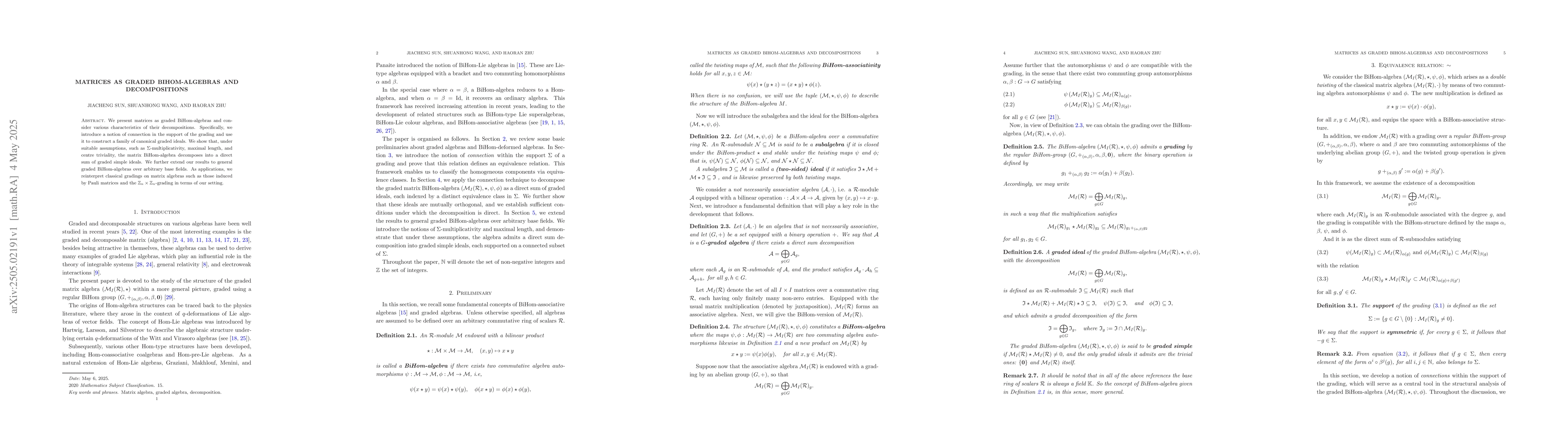 Thumbnail for Matrices as graded BiHom-algebras and decompositions