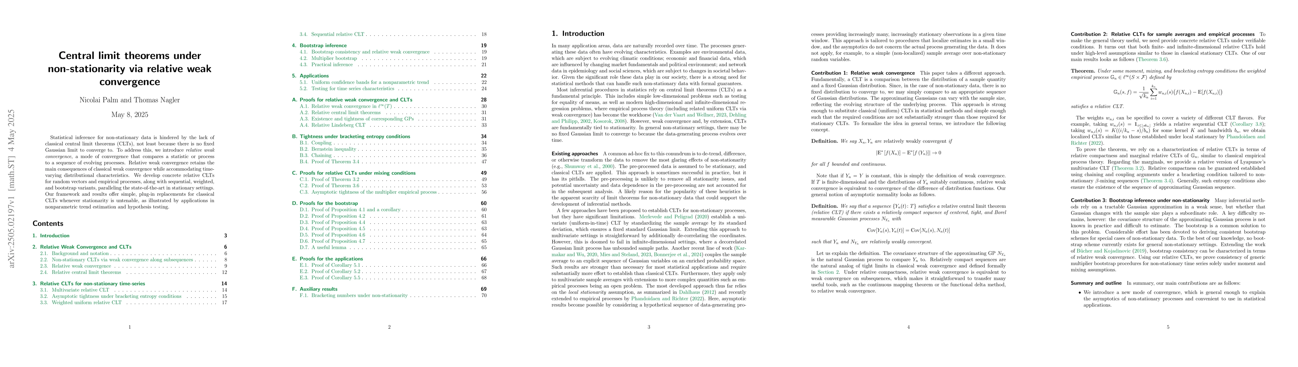 Thumbnail for Central limit theorems under non-stationarity via relative weak
  convergence