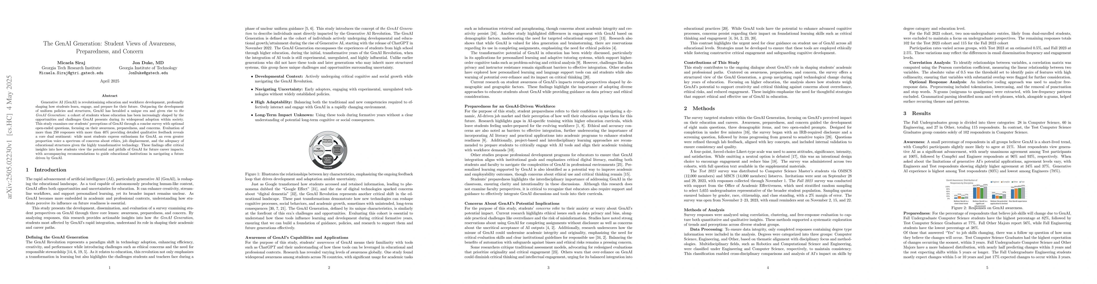 Thumbnail for The GenAI Generation: Student Views of Awareness, Preparedness, and
  Concern
