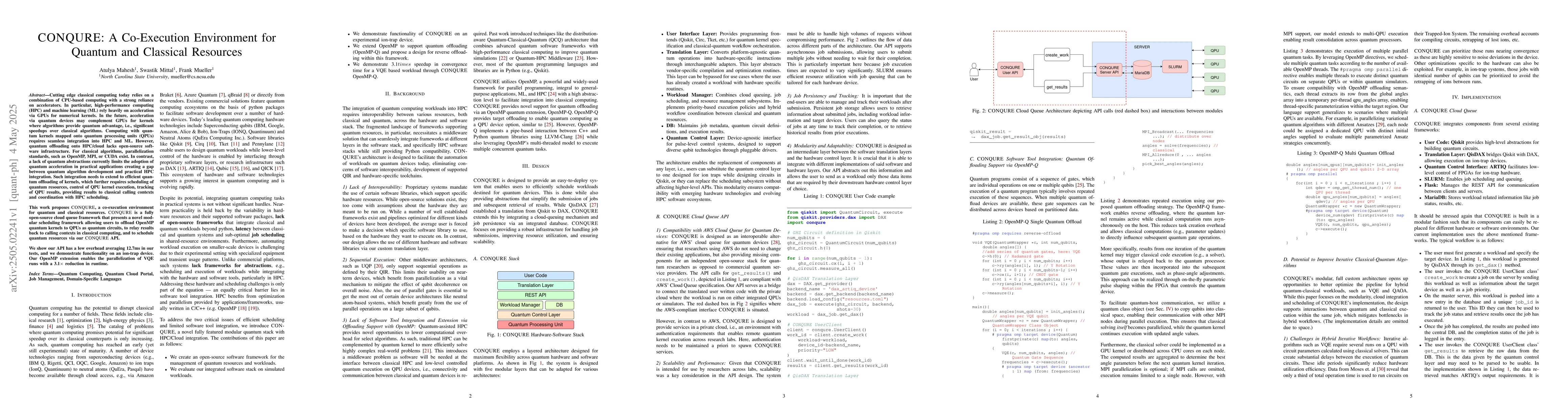 Thumbnail for CONQURE: A Co-Execution Environment for Quantum and Classical Resources