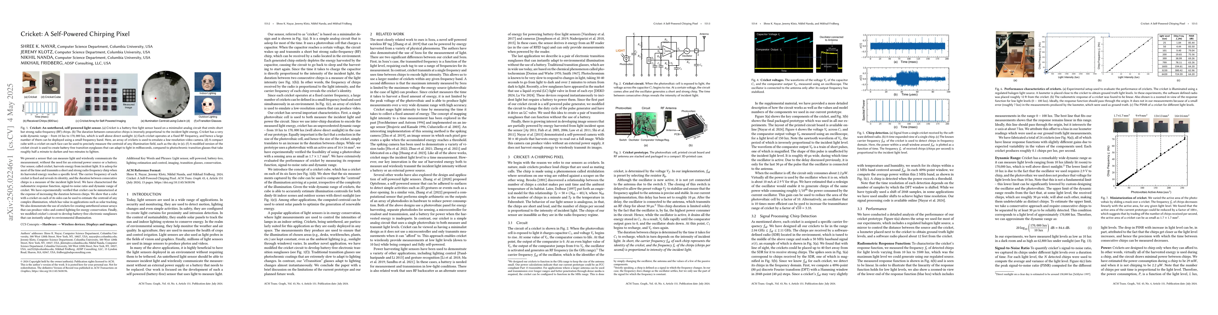 Thumbnail for Cricket: A Self-Powered Chirping Pixel