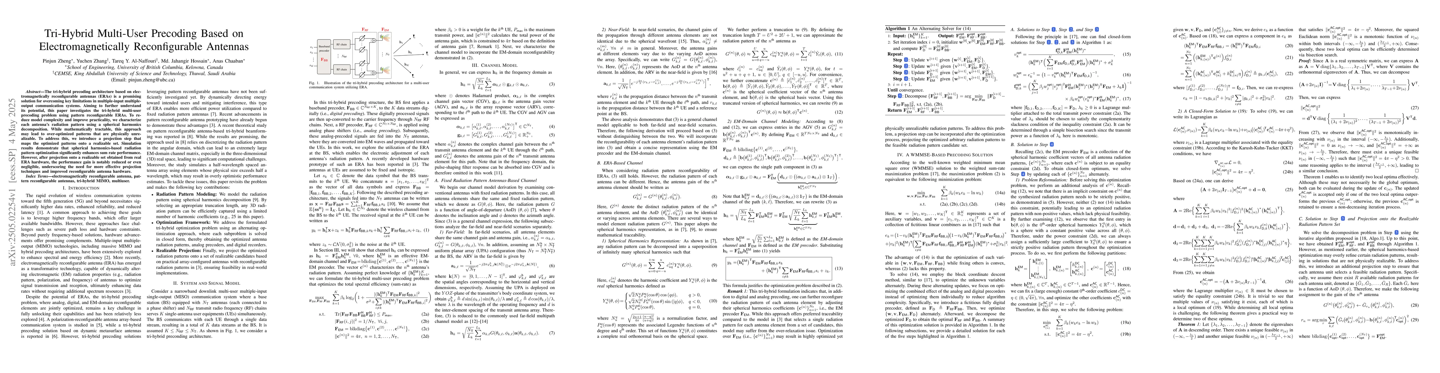 Thumbnail for Tri-Hybrid Multi-User Precoding Based on Electromagnetically
  Reconfigurable Antennas