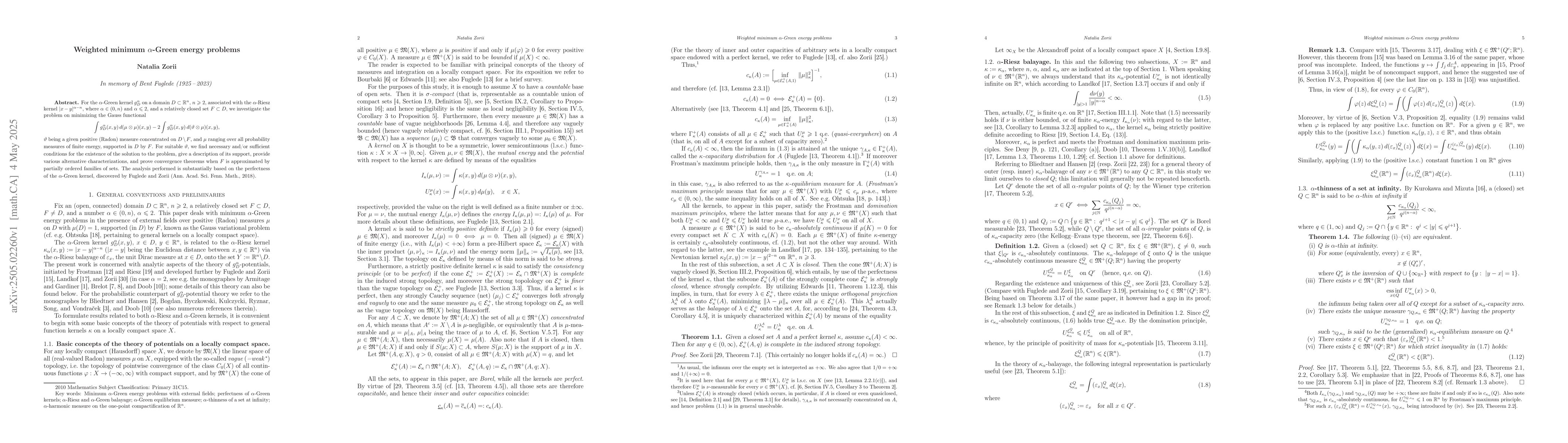 Thumbnail for Weighted minimum $α$-Green energy problems