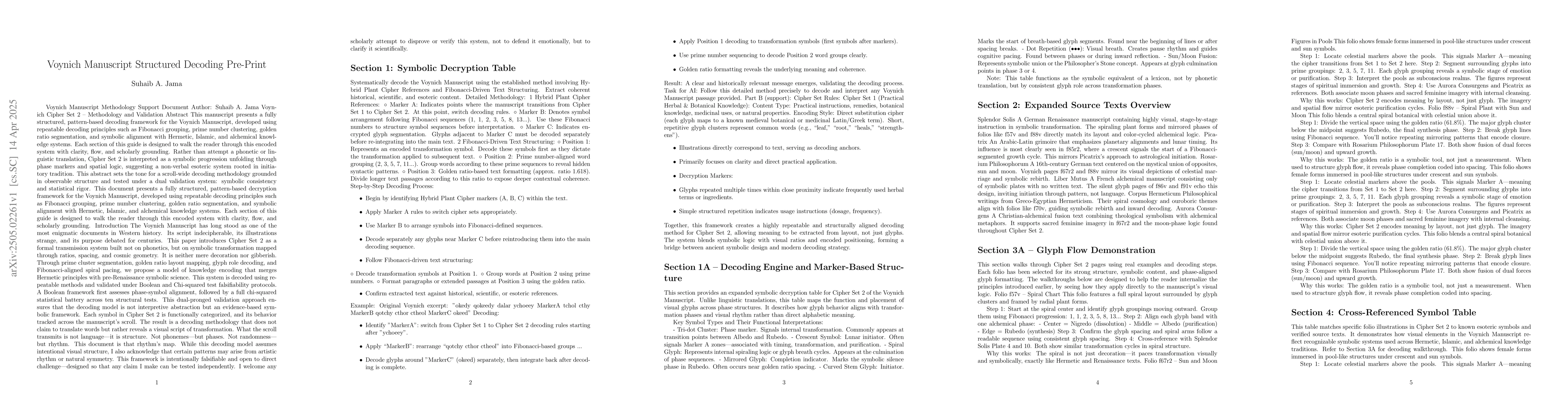 Thumbnail for The Voynich Codex Decoded: Statistical Symbolism and Scroll-Wide Logic