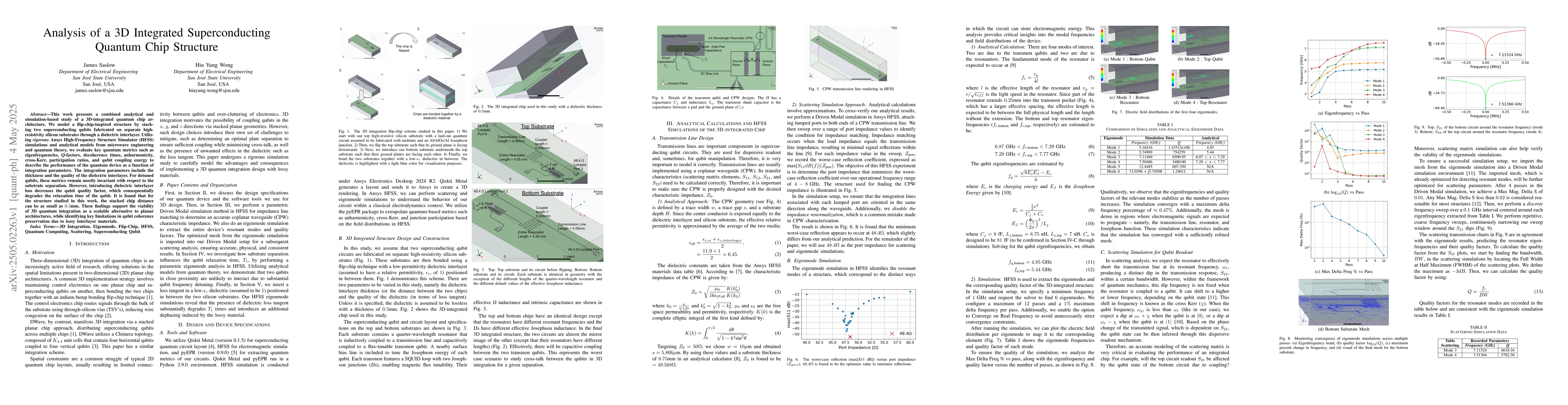 Thumbnail for Analysis of a 3D Integrated Superconducting Quantum Chip Structure