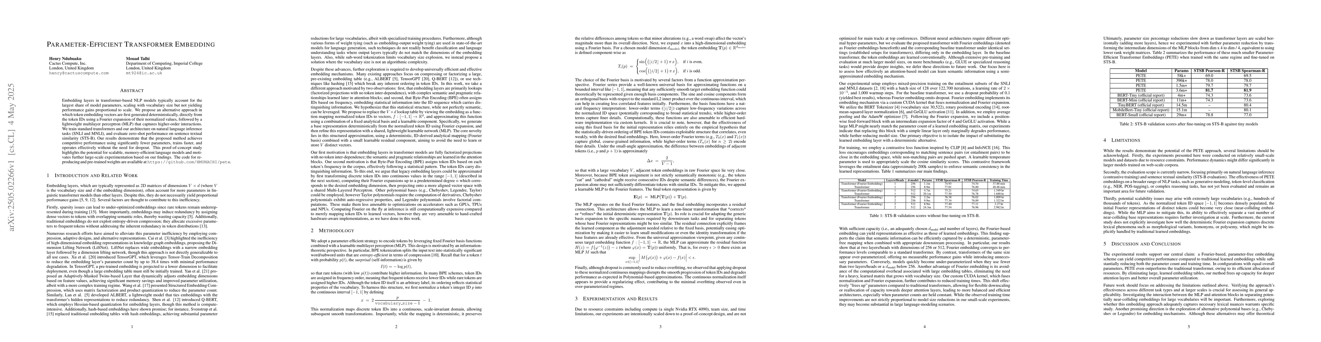 Thumbnail for Parameter-Efficient Transformer Embeddings