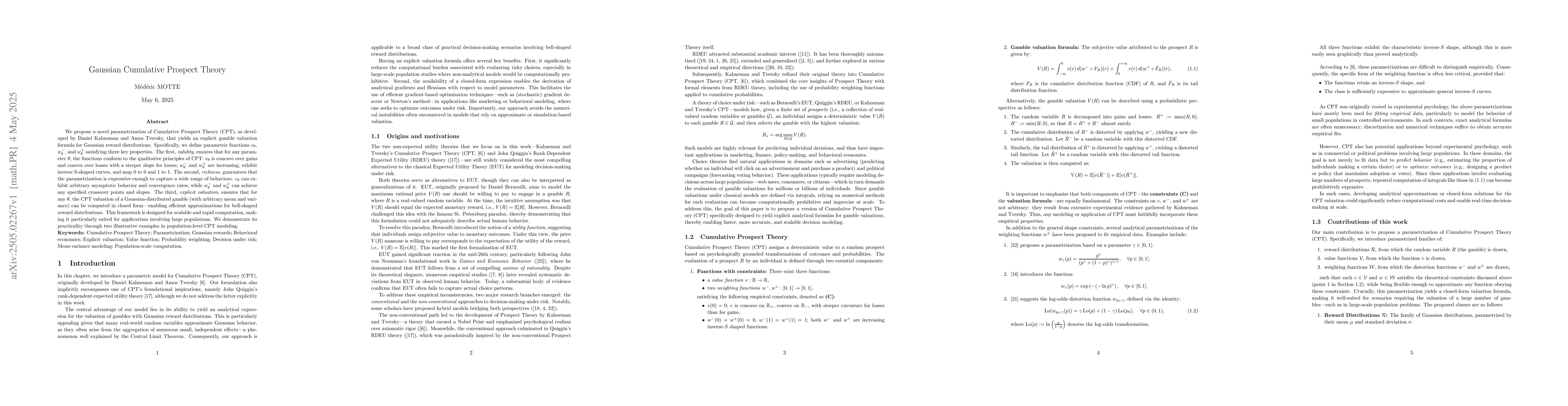 Thumbnail for Gaussian Cumulative Prospect Theory