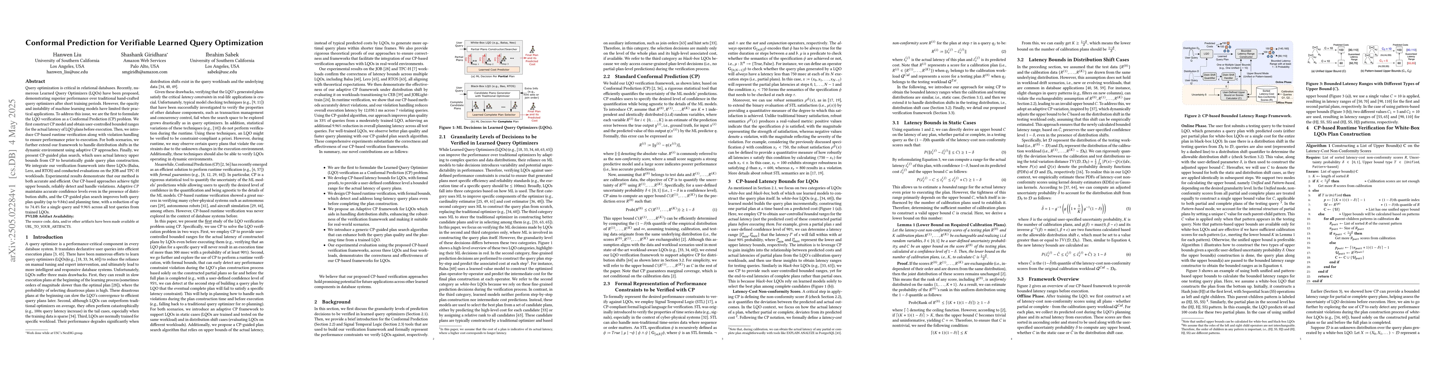 Thumbnail for Conformal Prediction for Verifiable Learned Query Optimization