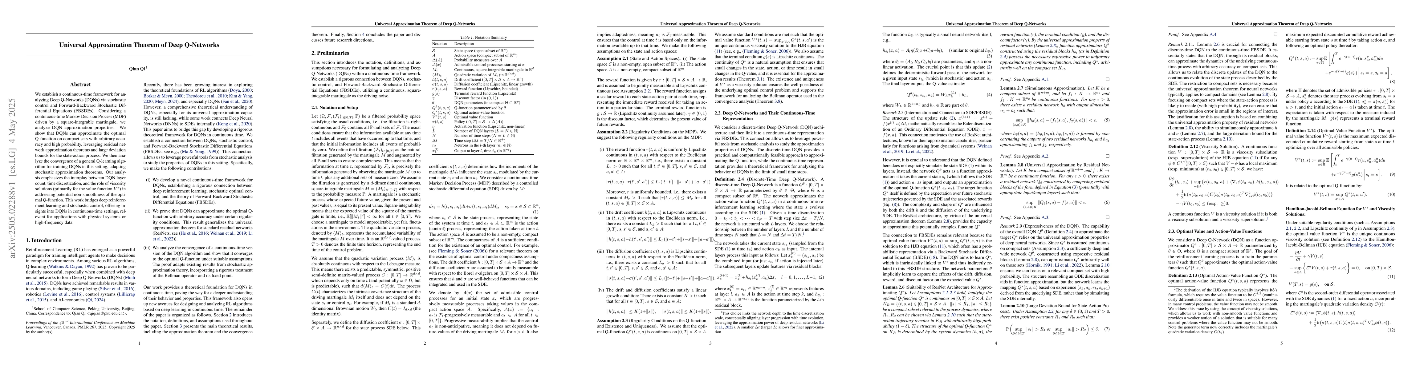 Thumbnail for Universal Approximation Theorem of Deep Q-Networks