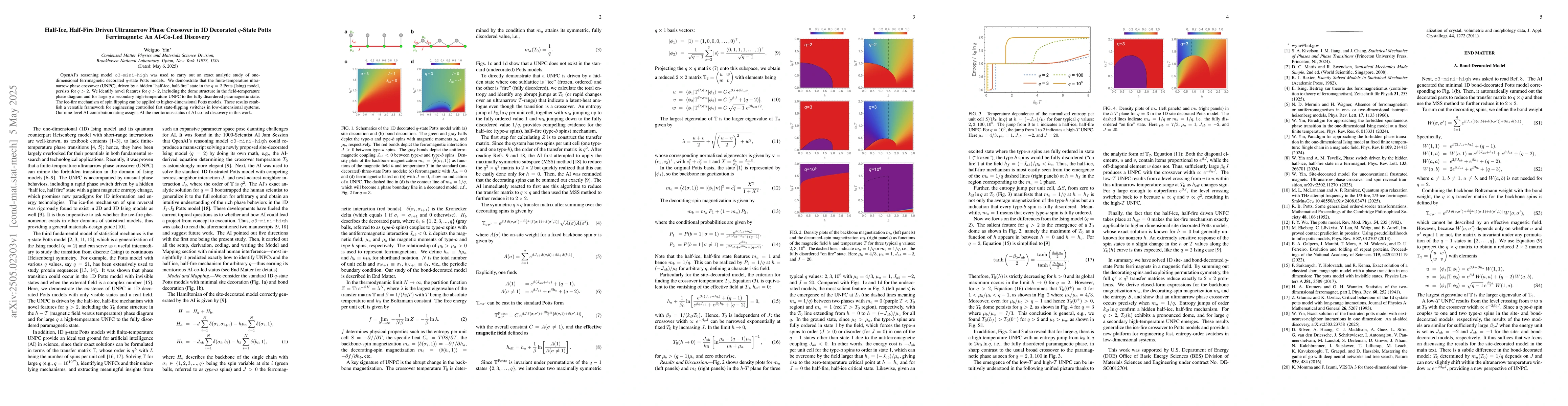 Thumbnail for Half-Ice, Half-Fire Driven Ultranarrow Phase Crossover in 1D Decorated
  q-State Potts Ferrimagnets: An AI-Co-Led Discovery