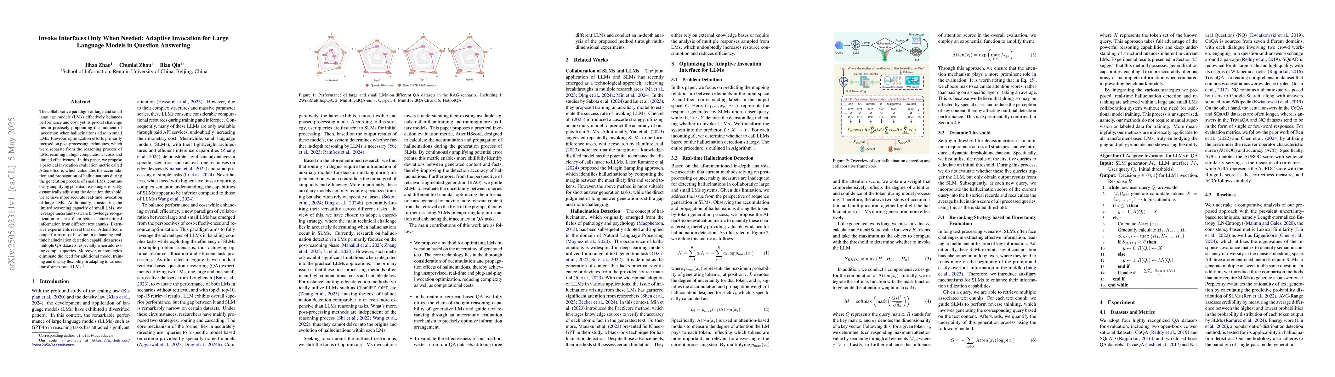 Thumbnail for Invoke Interfaces Only When Needed: Adaptive Invocation for Large
  Language Models in Question Answering