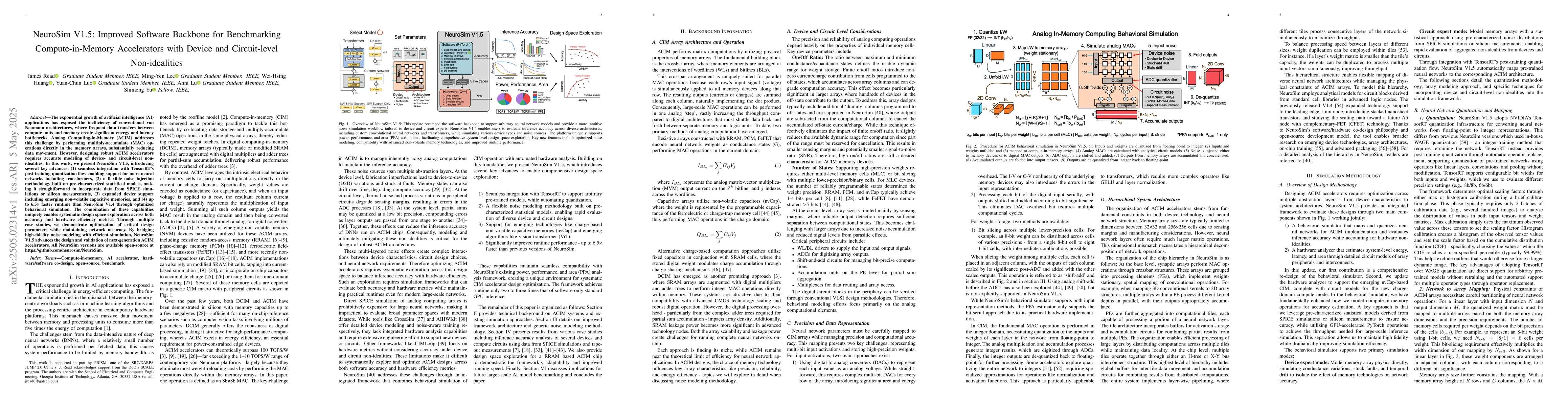 Thumbnail for NeuroSim V1.5: Improved Software Backbone for Benchmarking
  Compute-in-Memory Accelerators with Device and Circuit-level Non-idealities