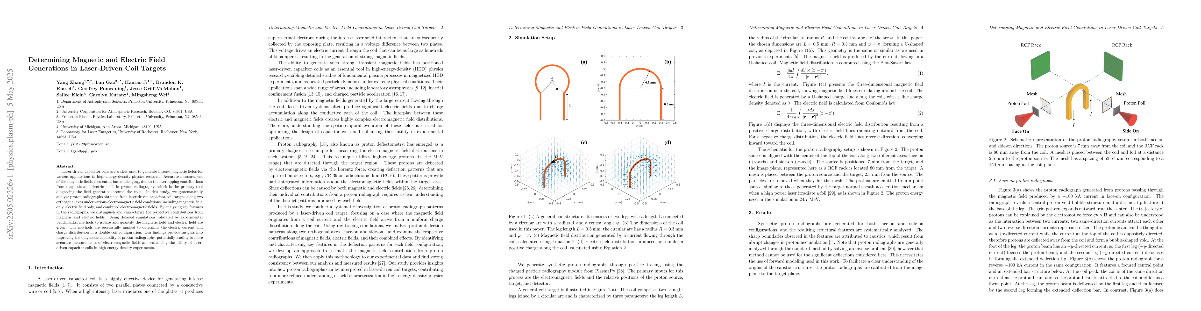 Thumbnail for Determining Magnetic and Electric Field Generations in Laser-Driven Coil
  Targets