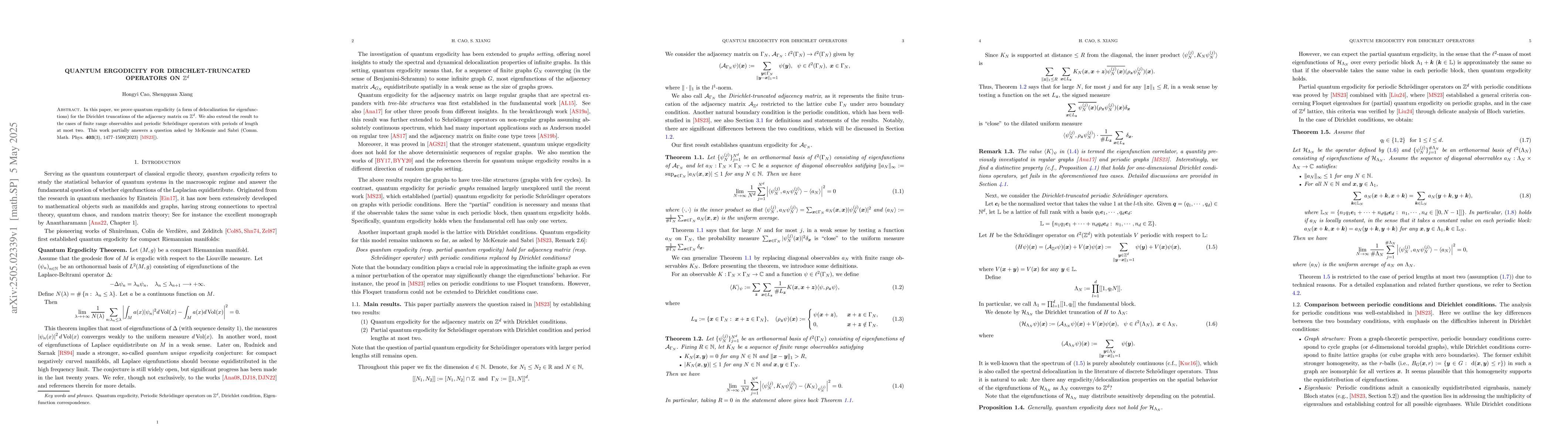 Thumbnail for Quantum ergodicity for Dirichlet-truncated operators on $\mathbb{Z}^d$