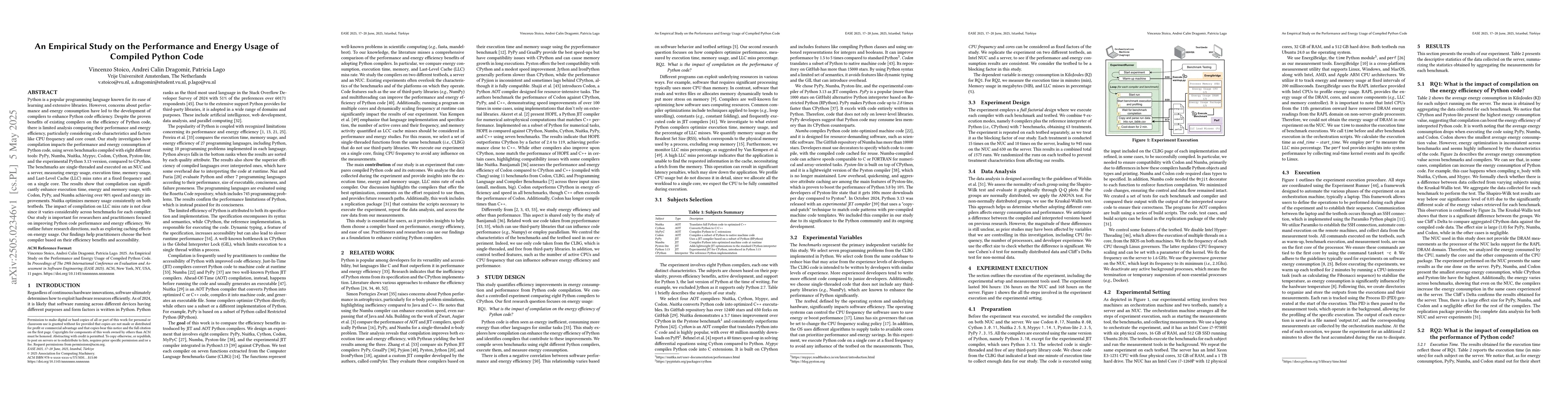 Thumbnail for An Empirical Study on the Performance and Energy Usage of Compiled
  Python Code
