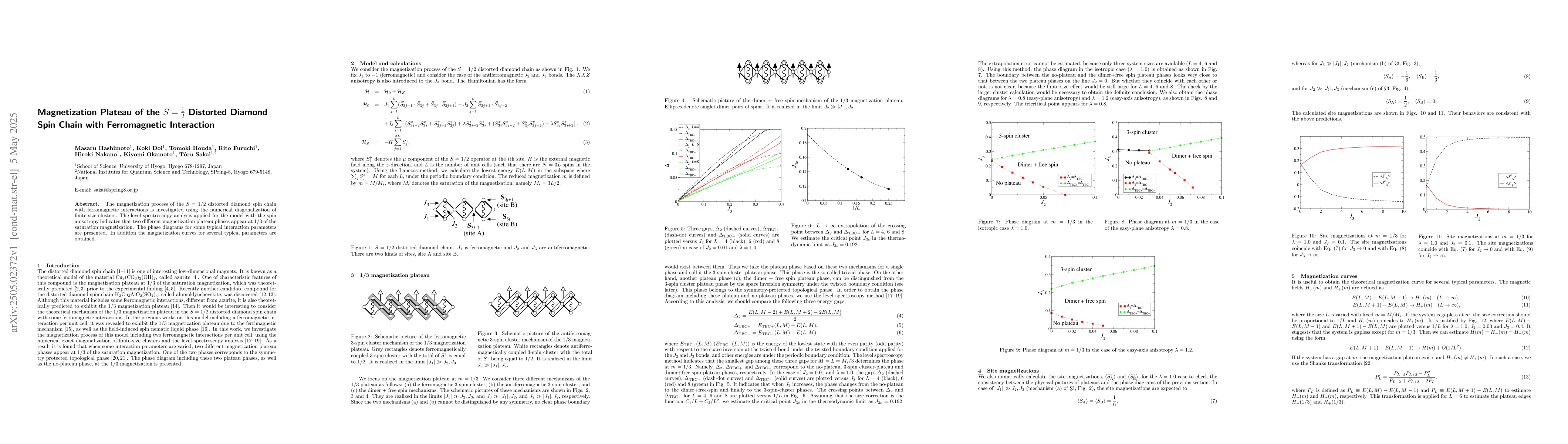Thumbnail for Magnetization Plateau of the $S={1 \over 2}$ Distorted Diamond Spin
  Chain with Ferromagnetic Interaction