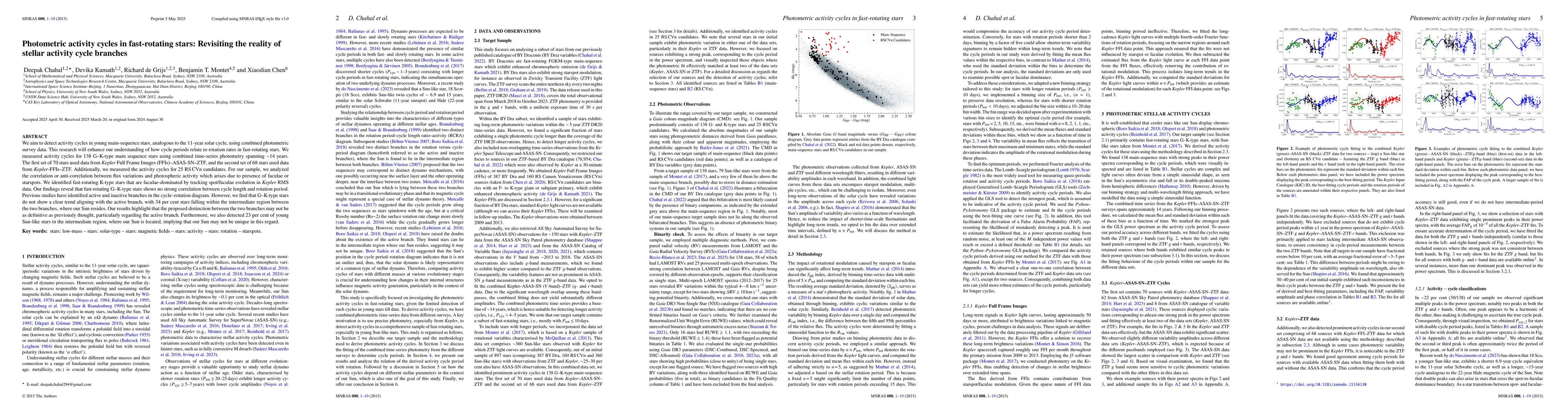 Thumbnail for Photometric activity cycles in fast-rotating stars: Revisiting the
  reality of stellar activity cycle branches