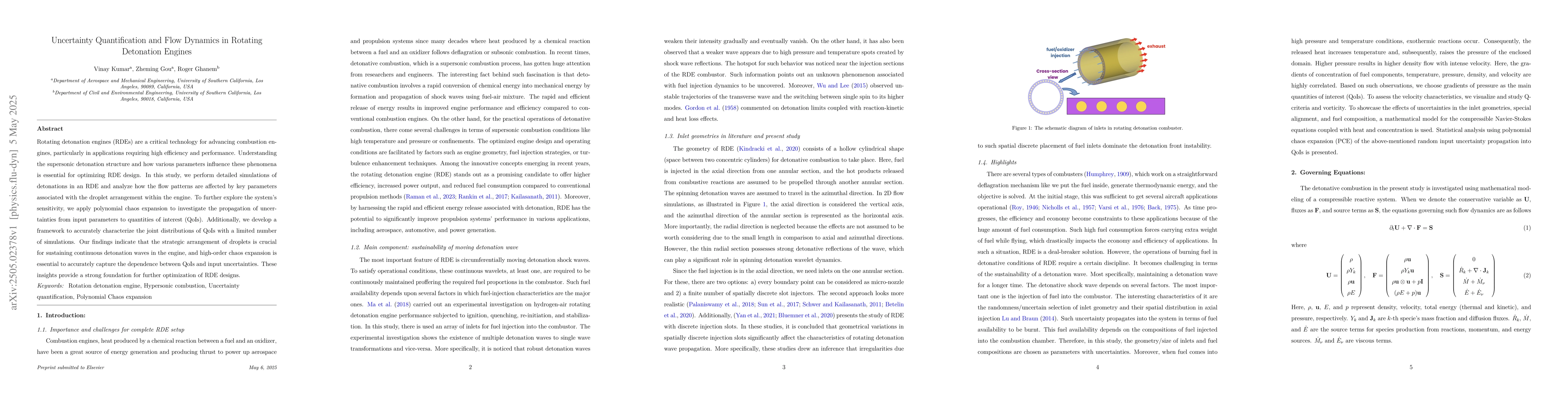 Thumbnail for Uncertainty Quantification and Flow Dynamics in Rotating Detonation
  Engines