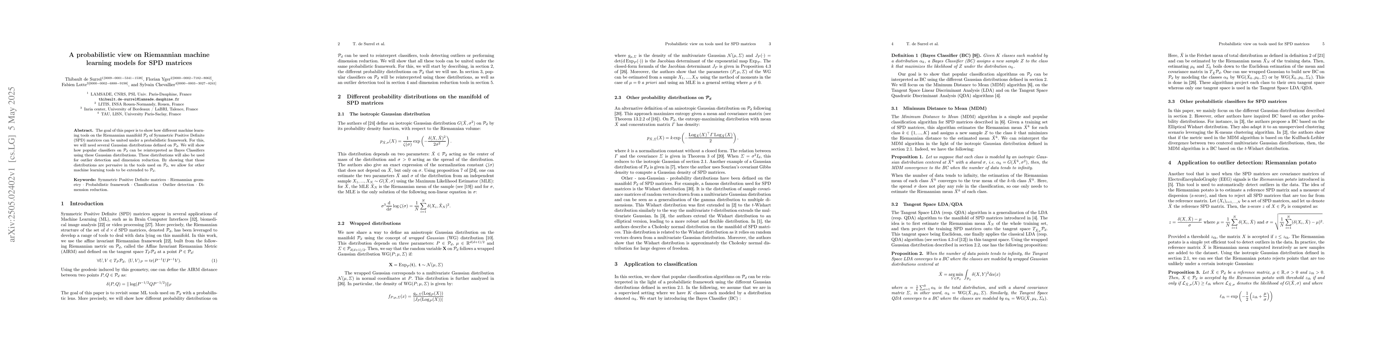Thumbnail for A probabilistic view on Riemannian machine learning models for SPD
  matrices