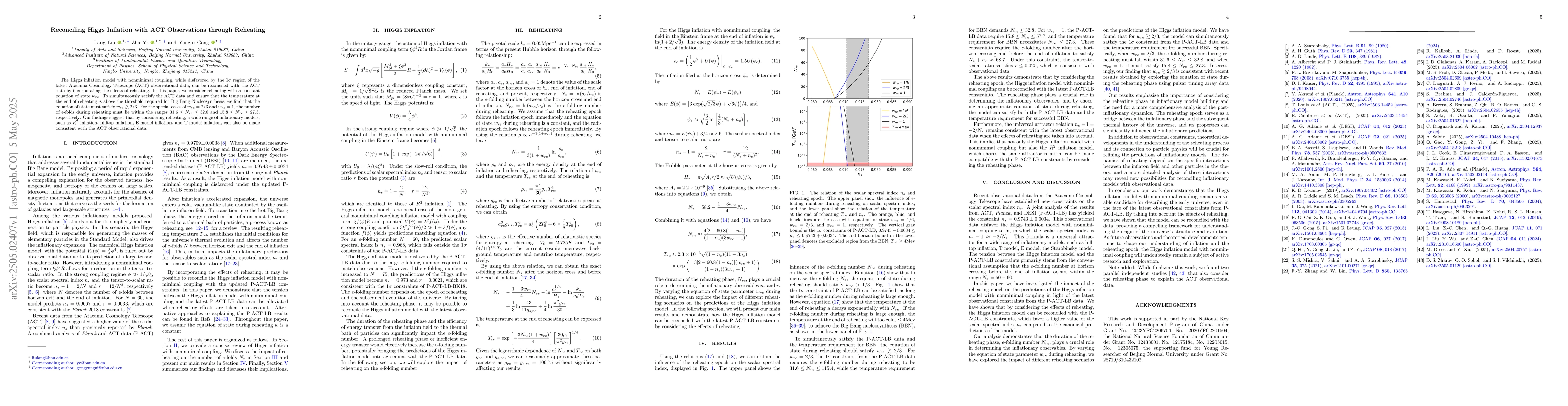 Thumbnail for Reconciling Higgs Inflation with ACT Observations through Reheating