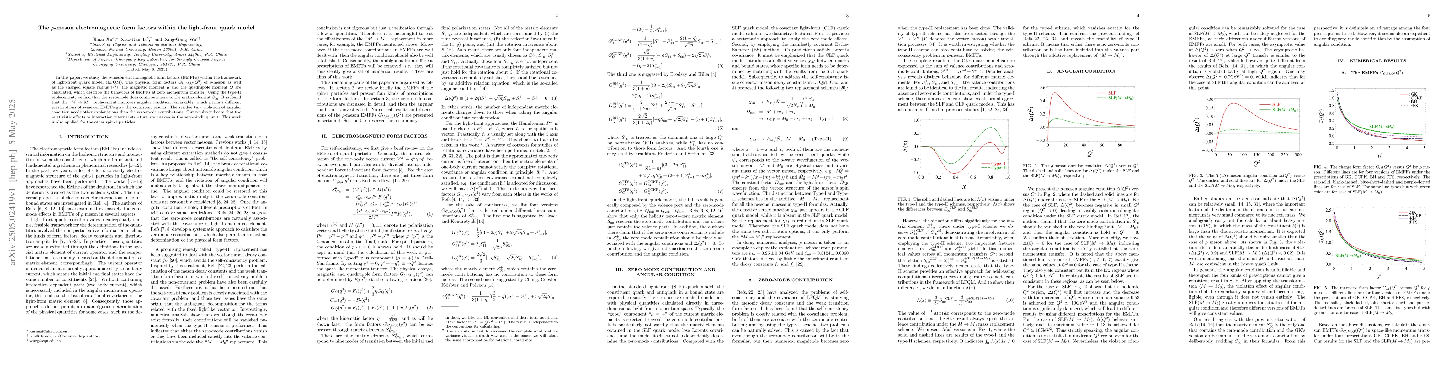 Thumbnail for The $ρ$-meson electromagnetic form factors within the light-front
  quark model