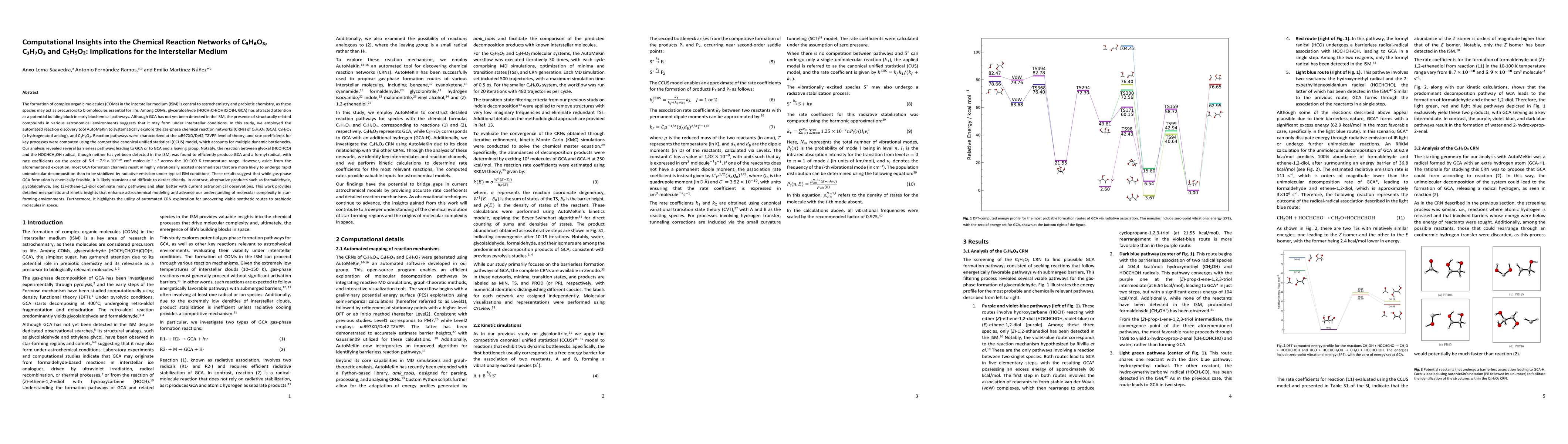 Thumbnail for Computational Insights into the Chemical Reaction Networks of
  C3H6O3,C3H7O3 and C2H5O2: Implications for the Interstellar Medium