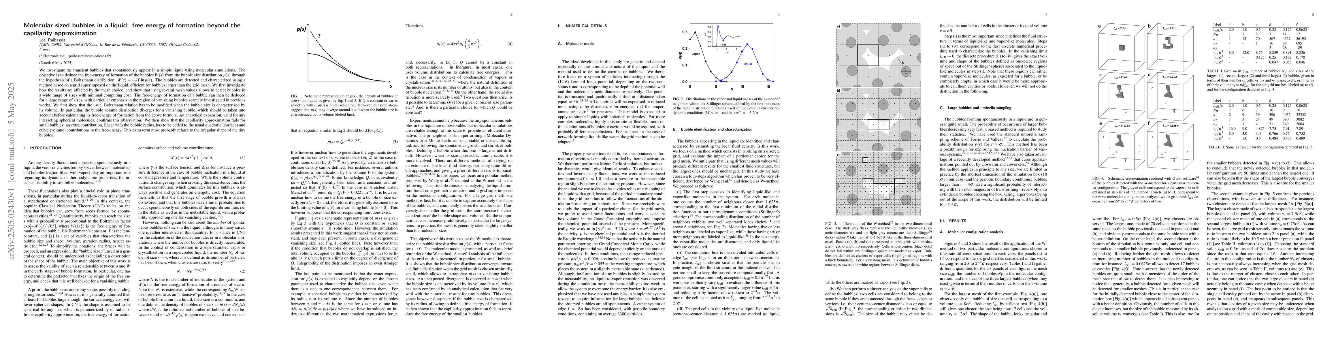 Thumbnail for Molecular-sized bubbles in a liquid: free energy of formation beyond the
  capillarity approximation