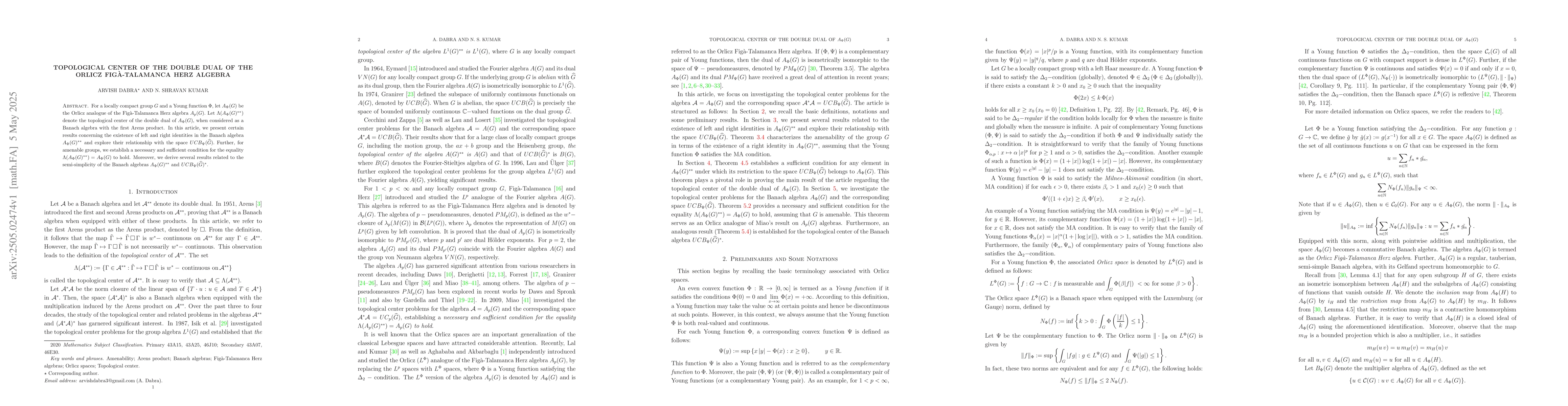 Thumbnail for Topological Center of the Double Dual of the Orlicz Figà-Talamanca
  Herz Algebra