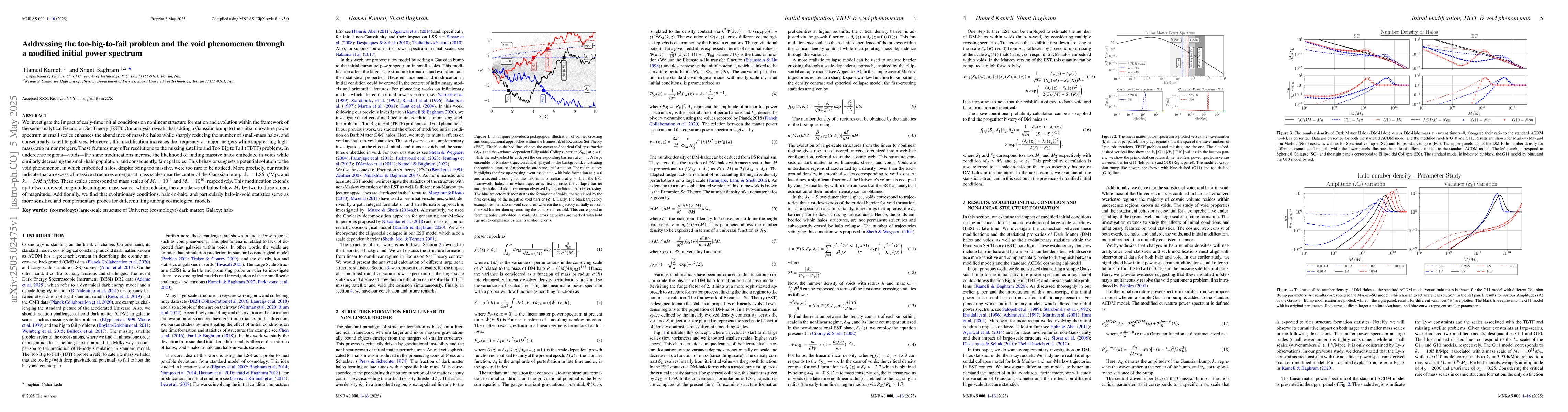 Thumbnail for Addressing the too-big-to-fail problem and the void phenomenon through a
  modified initial power spectrum
